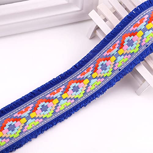 NIHUJALE Fransenbesatz, geflochtene Hängeperlen, Breite 4,5 cm Quasten Trim Vorhang Quaste Fransen Band Nähen Spitze for DIY(Blue) von NIHUJALE
