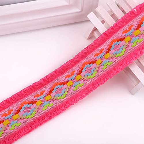 NIHUJALE Fransenbesatz, geflochtene Hängeperlen, Breite 4,5 cm Quasten Trim Vorhang Quaste Fransen Band Nähen Spitze for DIY(Rose Red) von NIHUJALE