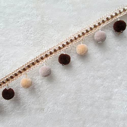 NIHUJALE Fransenbesatz, geflochtene Hängeperlen, Vorhang Sofa Tischdecke Zubehör Spitzenbesatz DIY Dekoration Bayberry Pompom(Beige Coffee) von NIHUJALE