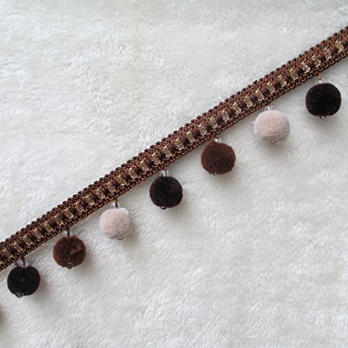NIHUJALE Fransenbesatz, geflochtene Hängeperlen, Vorhang Sofa Tischdecke Zubehör Spitzenbesatz DIY Dekoration Bayberry Pompom(Deep Coffee) von NIHUJALE