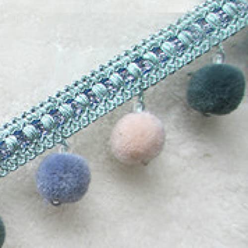 NIHUJALE Fransenbesatz, geflochtene Hängeperlen, Vorhang Sofa Tischdecke Zubehör Spitzenbesatz DIY Dekoration Bayberry Pompom(Gray Blue) von NIHUJALE