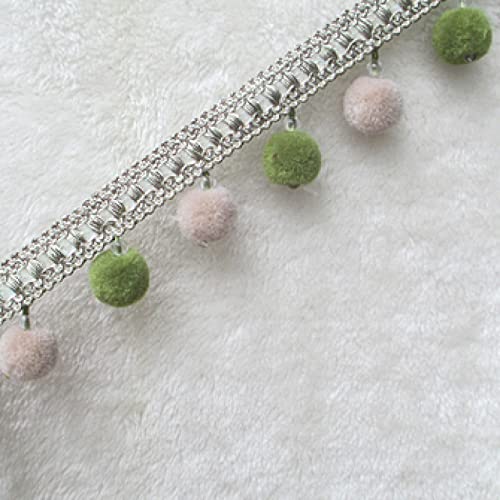 NIHUJALE Fransenbesatz, geflochtene Hängeperlen, Vorhang Sofa Tischdecke Zubehör Spitzenbesatz DIY Dekoration Bayberry Pompom(Green) von NIHUJALE