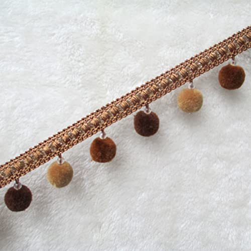 NIHUJALE Fransenbesatz, geflochtene Hängeperlen, Vorhang Sofa Tischdecke Zubehör Spitzenbesatz DIY Dekoration Bayberry Pompom(Light Coffee) von NIHUJALE