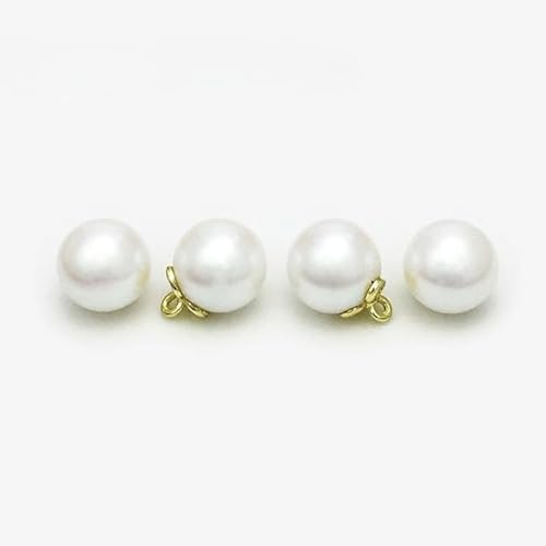 NIHUJALE Knöpfe, 10/12mm 10 Pcs Grün Farbe Ball Perle Blume Tasten Mantel Perle Tasten for Nähen(White,10mm) von NIHUJALE