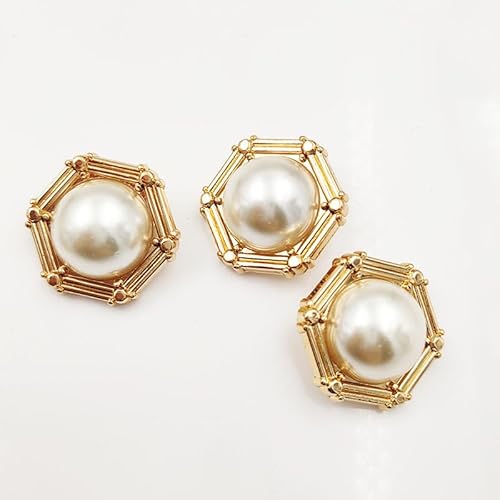 NIHUJALE Knöpfe, 10 PCS 18/25MM Perle Blume Tasten Mantel Perle Tasten for Nähen(Guangdong Gold,40L=25.0MM) von NIHUJALE