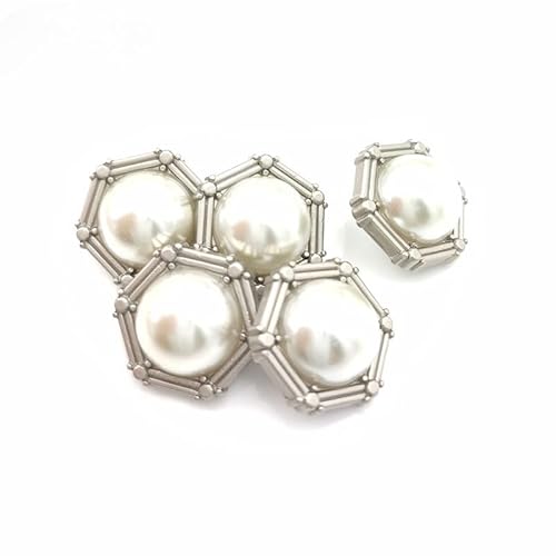 NIHUJALE Knöpfe, 10 PCS 18/25MM Perle Blume Tasten Mantel Perle Tasten for Nähen(Matte Silver,40L=25.0MM) von NIHUJALE