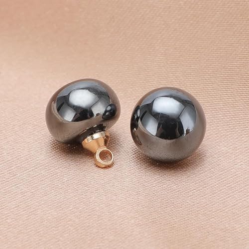 NIHUJALE Knöpfe, 10 STÜCK 10/12 MM Kleine quadratische/runde Kugelperlenknöpfe for Stoffherstellung Harzschaftknopf(Black,Round 10MM/10pcs) von NIHUJALE