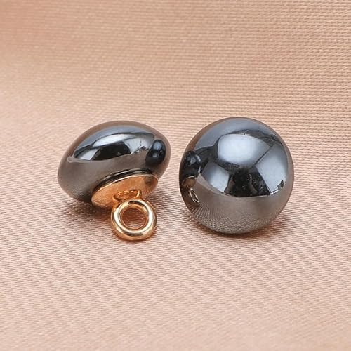 NIHUJALE Knöpfe, 10 STÜCK 10/12 MM Kleine quadratische/runde Kugelperlenknöpfe for Stoffherstellung Harzschaftknopf(Black,Semicircle 10mm/10pcs) von NIHUJALE