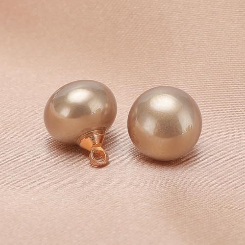 NIHUJALE Knöpfe, 10 STÜCK 10/12 MM Kleine quadratische/runde Kugelperlenknöpfe for Stoffherstellung Harzschaftknopf(Champagne Color,Round 10MM/10pcs) von NIHUJALE