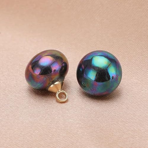 NIHUJALE Knöpfe, 10 STÜCK 10/12 MM Kleine quadratische/runde Kugelperlenknöpfe for Stoffherstellung Harzschaftknopf(Color,Round 10MM/10pcs) von NIHUJALE