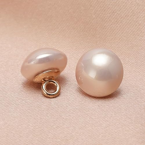 NIHUJALE Knöpfe, 10 STÜCK 10/12 MM Kleine quadratische/runde Kugelperlenknöpfe for Stoffherstellung Harzschaftknopf(Light Pink,Semicircle 10mm/10pcs) von NIHUJALE
