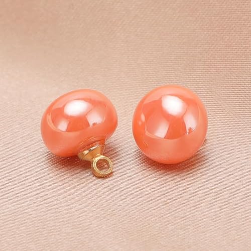 NIHUJALE Knöpfe, 10 STÜCK 10/12 MM Kleine quadratische/runde Kugelperlenknöpfe for Stoffherstellung Harzschaftknopf(Orange Color,Round 10MM/10pcs) von NIHUJALE