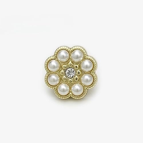 NIHUJALE Knöpfe, 15-22MM 10 PCS Gold/Silber Perle Blume Tasten Mantel Perle Tasten for Nähen(Gold,20mm) von NIHUJALE