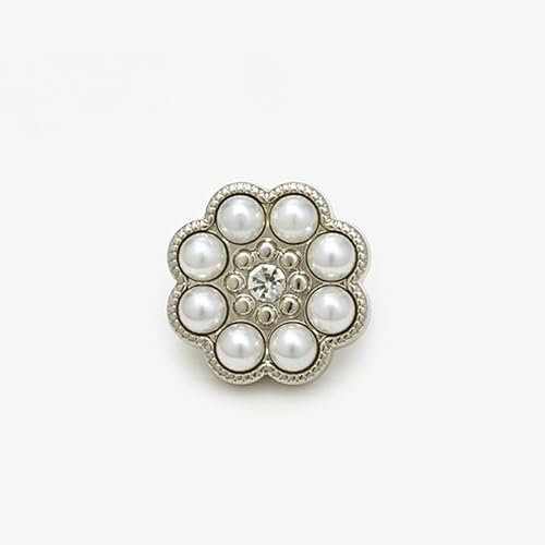 NIHUJALE Knöpfe, 15-22MM 10 PCS Gold/Silber Perle Blume Tasten Mantel Perle Tasten for Nähen(Silver,15mm) von NIHUJALE
