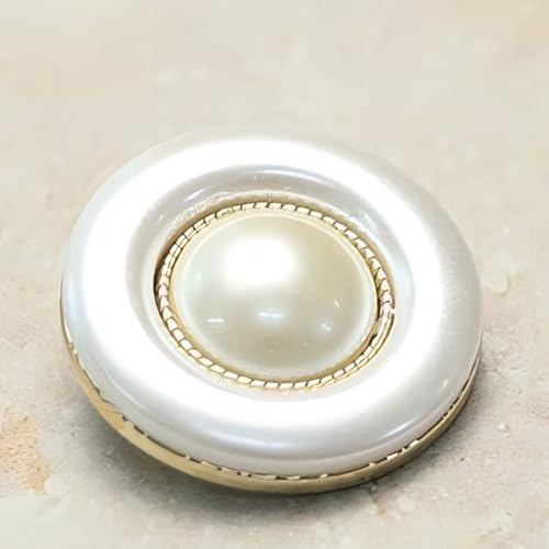 NIHUJALE Knöpfe, 16/20/22MM 10 PCS Doppel Kreis Perle Blume Tasten Mantel Perle Tasten for Nähen(Gold,20mm) von NIHUJALE