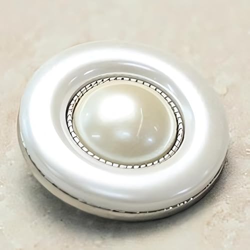 NIHUJALE Knöpfe, 16/20/22MM 10 PCS Doppel Kreis Perle Blume Tasten Mantel Perle Tasten for Nähen(Silver,22.5mm) von NIHUJALE