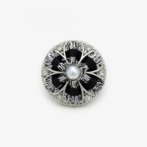 NIHUJALE Knöpfe, 18-22mm 6 Stück Champagner Blume Geflochtene Perlenknöpfe Retro Strass Hemdknöpfe Perlenknöpfe for Kleidung(Black,20mm) von NIHUJALE