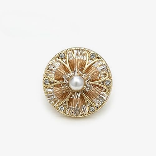 NIHUJALE Knöpfe, 18-22mm 6 Stück Champagner Blume Geflochtene Perlenknöpfe Retro Strass Hemdknöpfe Perlenknöpfe for Kleidung(Champagne,18mm) von NIHUJALE