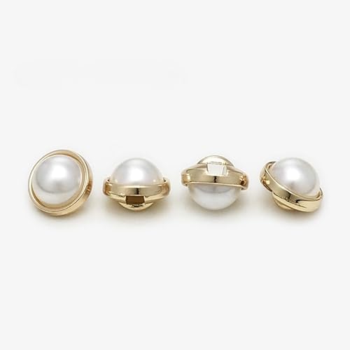 NIHUJALE Knöpfe, 20/50/100 STÜCKE Gold Perle Blume Knöpfe Mantel Perle Knöpfe for Nähen(Golden White,11mm 100PCS) von NIHUJALE
