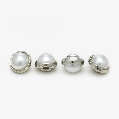 NIHUJALE Knöpfe, 20/50/100 STÜCKE Gold Perle Blume Knöpfe Mantel Perle Knöpfe for Nähen(Silvery White,11mm 100PCS) von NIHUJALE