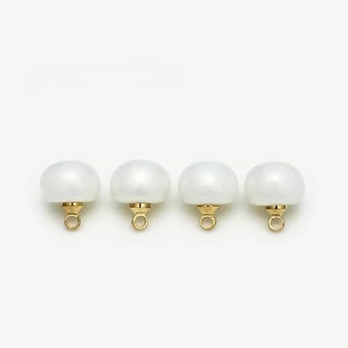NIHUJALE Knöpfe, 20 Stück 10mm Rosa/Gelb/Weiß Perlenkugelknöpfe Mantelperlenknöpfe for Nähen(White) von NIHUJALE
