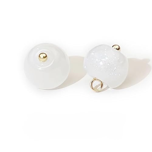 NIHUJALE Knöpfe, 20 Stück 11mm dunkelgrüne kleine runde Kugelperlenknöpfe for Basteln von Stoffen, Kunstharz-Schaftknopf(1# White) von NIHUJALE