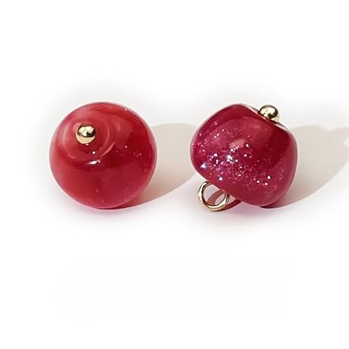 NIHUJALE Knöpfe, 20 Stück 11mm dunkelgrüne kleine runde Kugelperlenknöpfe for Basteln von Stoffen, Kunstharz-Schaftknopf(11# Red) von NIHUJALE