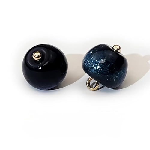 NIHUJALE Knöpfe, 20 Stück 11mm dunkelgrüne kleine runde Kugelperlenknöpfe for Basteln von Stoffen, Kunstharz-Schaftknopf(5# Black and Blue) von NIHUJALE