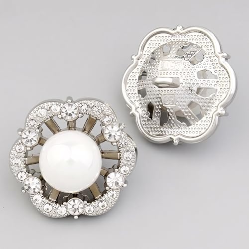 NIHUJALE Knöpfe, 6/12 STÜCKE 18-25 MM Hohle Perlenknöpfe Strassknöpfe Perlenknöpfe for Kleidung(Silver 22.5mm,6PCS) von NIHUJALE