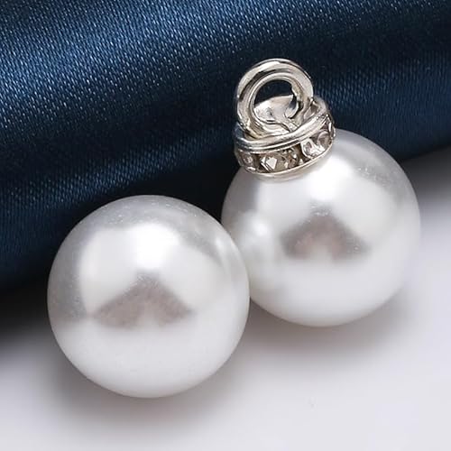 NIHUJALE Knöpfe, 8-16MM 100PCS Schwarz Farbe Perle Blume Tasten Mantel Perle Tasten for Nähen(13# White Diamond,16mm) von NIHUJALE