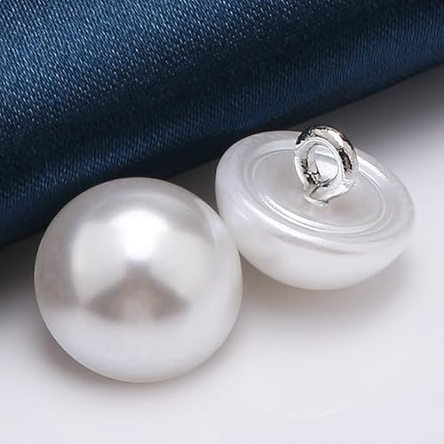 NIHUJALE Knöpfe, 8-16MM 100PCS Schwarz Farbe Perle Blume Tasten Mantel Perle Tasten for Nähen(3# White Silver,10mm) von NIHUJALE
