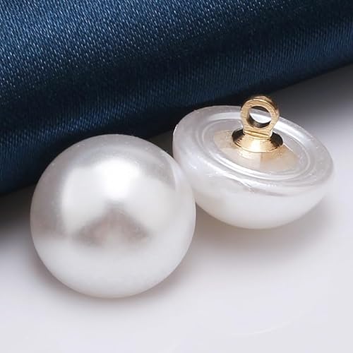 NIHUJALE Knöpfe, 8-16MM 100PCS Schwarz Farbe Perle Blume Tasten Mantel Perle Tasten for Nähen(5# White Gold,12mm) von NIHUJALE