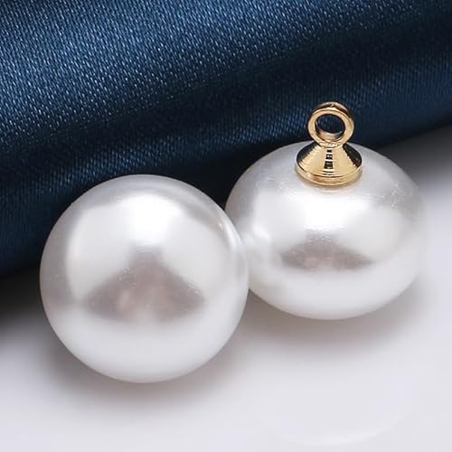 NIHUJALE Knöpfe, 8-16MM 100PCS Schwarz Farbe Perle Blume Tasten Mantel Perle Tasten for Nähen(7# White,16mm) von NIHUJALE