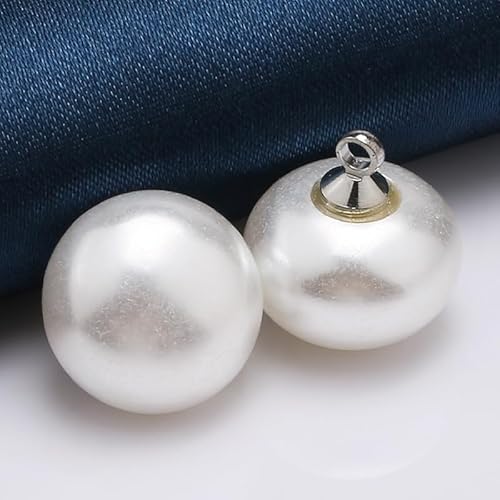 NIHUJALE Knöpfe, 8-16MM 100PCS Schwarz Farbe Perle Blume Tasten Mantel Perle Tasten for Nähen(8# White,8mm) von NIHUJALE