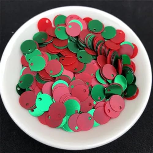 NIHUJALE Pailletten, 1 Packung 6 mm 8 mm 10 mm flach rund matt for Damenbekleidungszubehör(Matte Red D Green,6mm 400pcs) von NIHUJALE