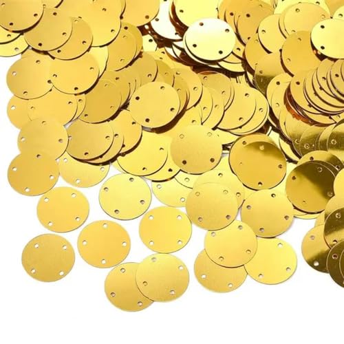 NIHUJALE Pailletten, 4 Löcher Silber Gold S for Basteln Flache große runde S Kleidungsstück/Taschenzubehör Schleifen DIY 20 mm/25 mm/35 mm(Dark Gold,25 mm) von NIHUJALE
