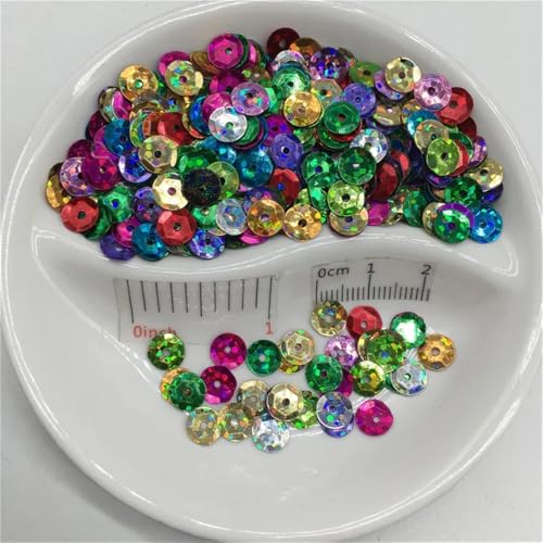 NIHUJALE Pailletten, 6mm Tasse Runde Nähen Handwerk Hochzeit Dekoration Kleidungsstück Kleid Schuh Kappe DIY Zubehör(Mix) von NIHUJALE