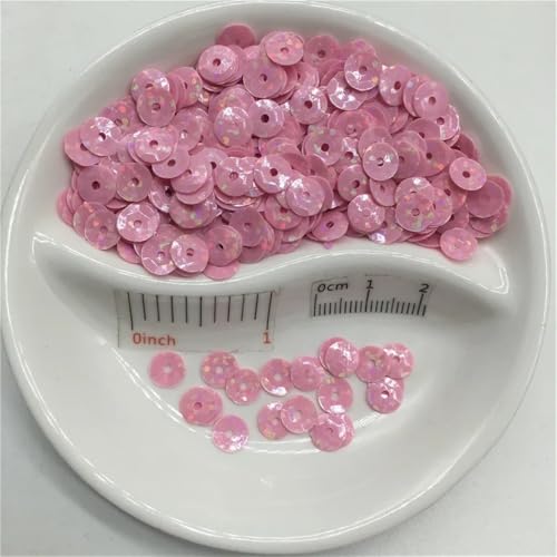 NIHUJALE Pailletten, 6mm Tasse Runde Nähen Handwerk Hochzeit Dekoration Kleidungsstück Kleid Schuh Kappe DIY Zubehör(Pink) von NIHUJALE