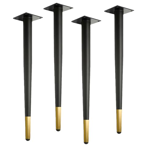 NIHUJALE Verstellbare Möbelbeine, 4er-Set Schwarze 50 x 8 cm Kegelfüße for Sofa, Kommode, Schrank, Rundrohr, Ersatzbeine, stabile Stützfüße(Black Gold,40 * 8cm/16 * 3in) von NIHUJALE