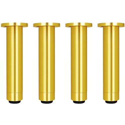 NIHUJALE Verstellbare Möbelbeine, Verstellbare Möbelbeine aus Aluminiumlegierung, 4er-Set, TV-Schrankbeine, Sofabeine, Couchtischbeine, Gold, 25 x 5,6 cm(Gold,10 * 5.6cm/4 * 2.2in) von NIHUJALE