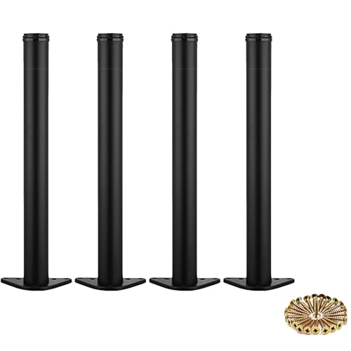 NIHUJALE Verstellbare Möbelbeine, Verstellbares Set industrieller moderner Tischbeine mit zylindrischem Teleskophalterungsdesign(Black,60 * 17cm24*/7in) von NIHUJALE