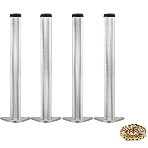 NIHUJALE Verstellbare Möbelbeine, Verstellbares Set industrieller moderner Tischbeine mit zylindrischem Teleskophalterungsdesign(Silver,60 * 17cm24*/7in) von NIHUJALE