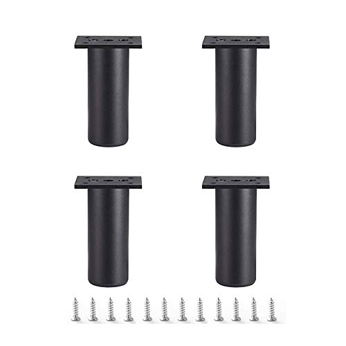 NIHUJALE Verstellbare Möbelbeine, for Sofas Betten Schreibtische Stühle Schrankbeine wasserdichte und rutschfeste zylindrische Stützbeine Schwarz 10 cm/4 Zoll Höhenverstellung(Black,6cm/2.4in) von NIHUJALE