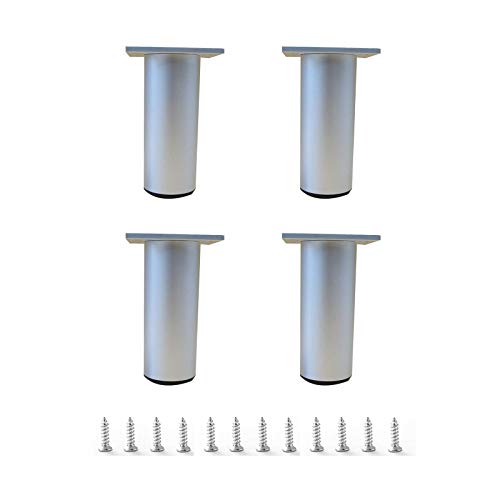 NIHUJALE Verstellbare Möbelbeine, for Sofas Betten Schreibtische Stühle Schrankbeine wasserdichte und rutschfeste zylindrische Stützbeine Schwarz 10 cm/4 Zoll Höhenverstellung(Silver,6cm/2.4in) von NIHUJALE