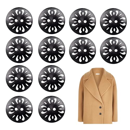 NIIIYTYB 12 schwarze Knöpfe mit 2,5 cm großem Zweiloch-Design, Vintage-Knöpfe mit flacher Rückseite, zum Nähen und für Kleidung, extra dekorative Knöpfe für Handwerk, DIY, handgefertigte Reparatur von NIIIYTYB