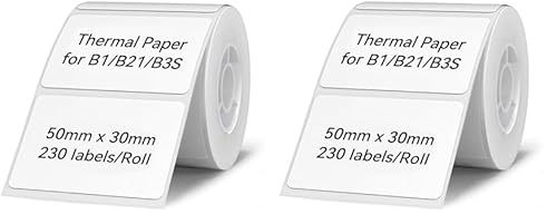 Etikettenmacher-Klebeband, 50 x 30 mm, wasserdicht, Aufkleber, Papier, Versandadresse, Beschriftung, Ersatz mit Selbstklebend für NIIMBOT B1/B21/B3S Etikettendrucker – 1 Rolle mit 230 Stück (weiß) von NIIMBOT
