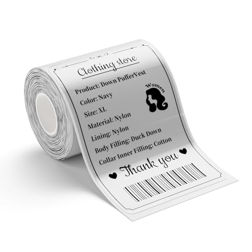 NIIMBOT B1 B21 B3S Etikett, wasserfester Aufkleber 2 "x 3.15" (50 * 80mm) für Kleidung, Glasetiketten, Barcode, Kleinunternehmen, 95 Stück pro Rolle, Klar von NIIMBOT