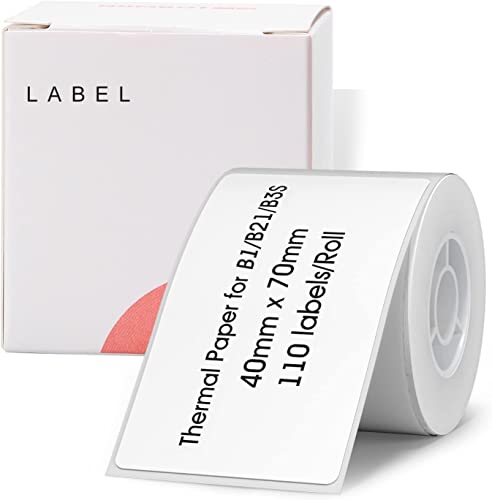 NIIMBOT B21 B3S Etiketten, 40 x 70 mm, Thermo-Aufkleber, wasserdicht, öl- und reißfest, NIIMBOT Etiketten, 1 Rolle mit 110 selbstklebenden Thermo-Etiketten (weiß) von NIIMBOT
