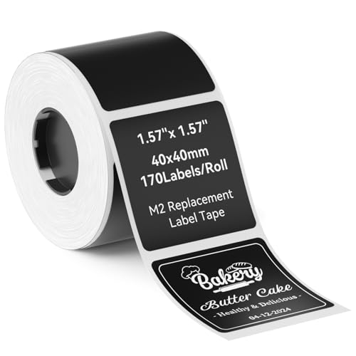 NIIMBOT Blabel-Etiketten nur für M2-Drucker, 40 x 40 mm, PET-Material, wasserdicht und hochtemperaturbeständig, lange Lagerzeit (schwarz) von NIIMBOT