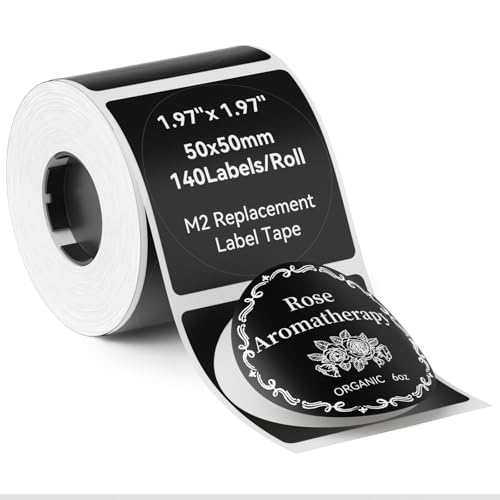 NIIMBOT Blabel-Etiketten nur für M2-Drucker, 50 x 50 mm, Etiketten zum Organisieren, PET-Material, wasserdicht und hochtemperaturbeständig, lange Lagerzeit (schwarz) von NIIMBOT